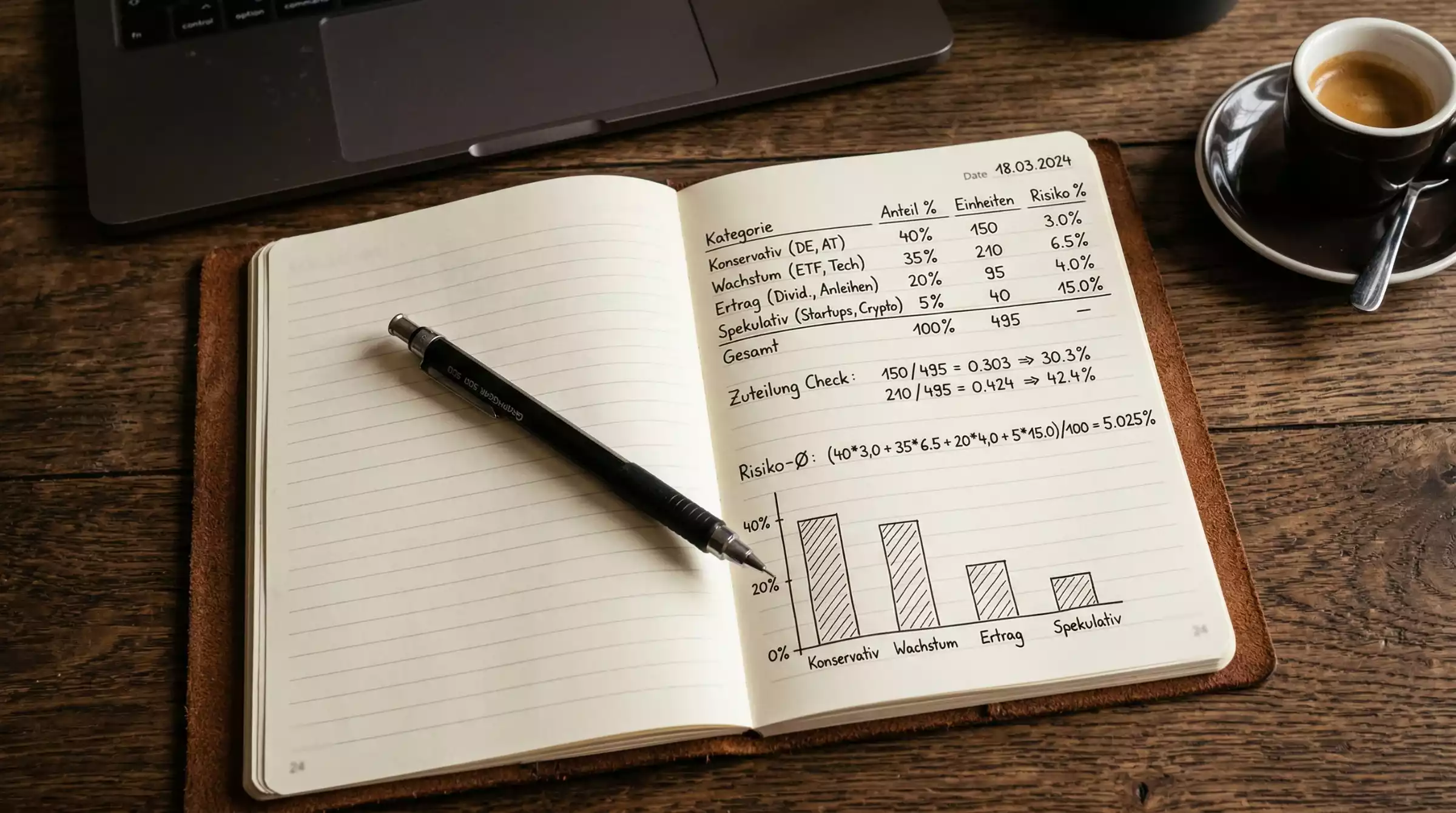 Bankroll Management Boxwetten – Notizbuch mit Einsatzplanung und Stift